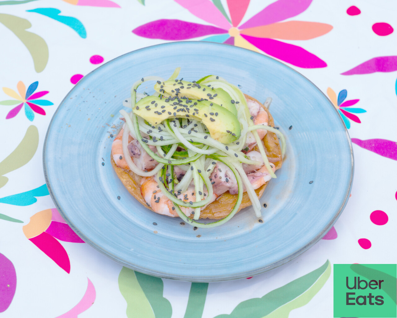 Tostada encornet & crevette